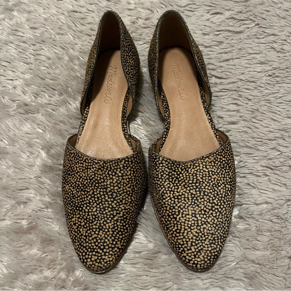 Madewell Marissa D’orsay Flats Dotted Calf Hair fur shoes Size 7